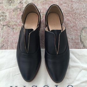 Nisolo black d'Orsay Emma leather oxford flats NEW